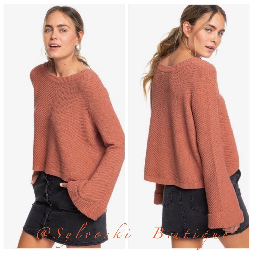 🔥Roxy Sorrento Shades Flared Sleeve Sweater NWT - Picture 3 of 8